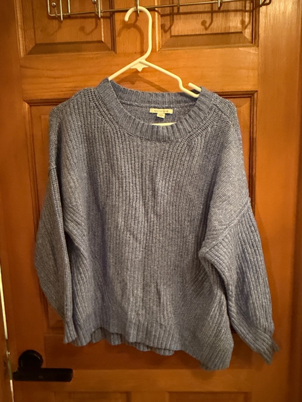 American Eagle Outfitters Lightweight Blue Ribbed Crewneck Sweater